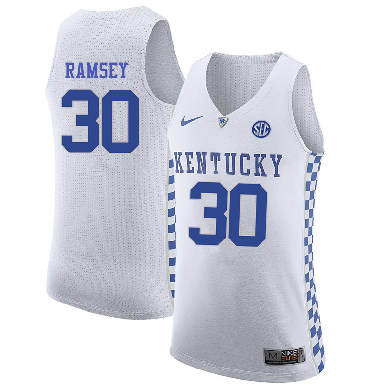 Men Kentucky Wildcats #30 Frank Ramsey College Basketball Jerseys-White